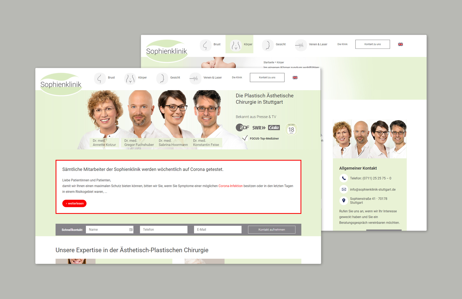 Sophienklinik Webseite