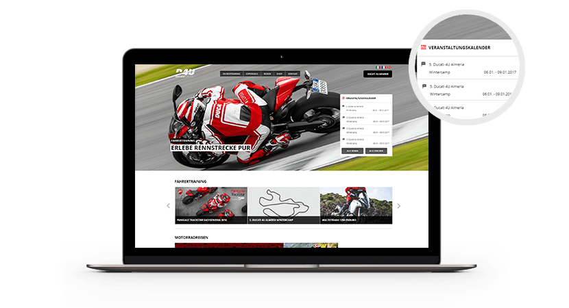 Ducati Startseite Laptop mit Zoom