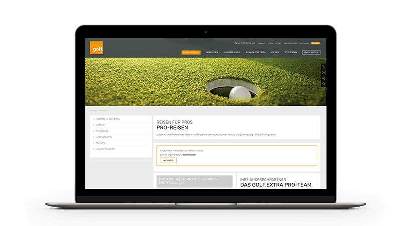 golf-exta login Loginseite
