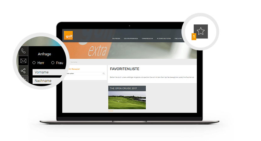 golf-extra Schnellnavigation Laptop mit Zoom