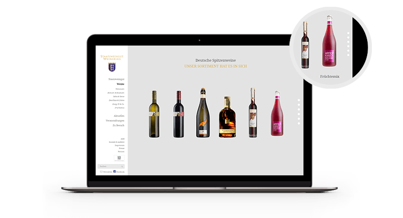 Weingut Produkt Laptop mit Zoom