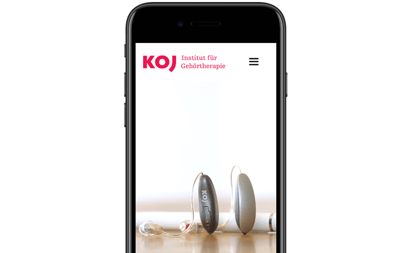 KOJ - mobile Ansicht von Hörgeräten KOJ iPhone Ansicht