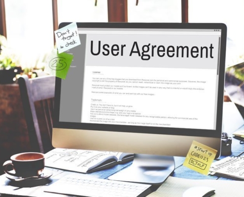 User Agreement auf einem Computer Bildschirm