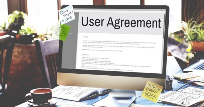 User Agreement auf einem Computer Bildschirm