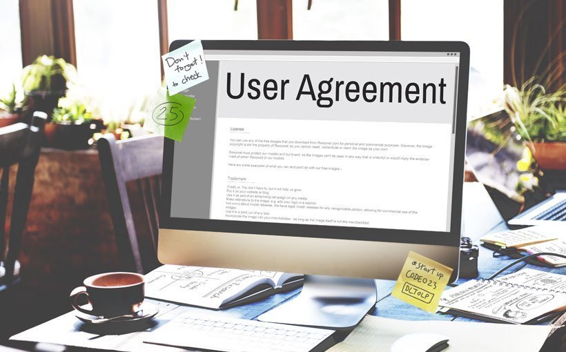 User Agreement auf einem Computer Bildschirm