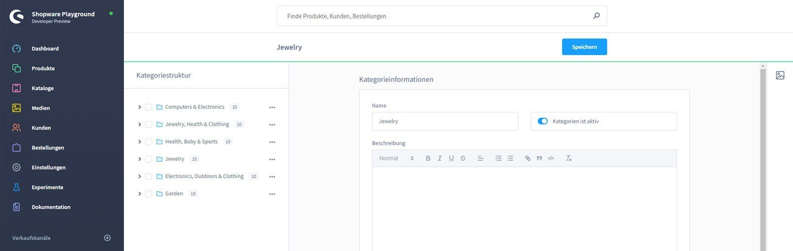 Shopware Playground Kategorien