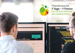 Zwei Programmierer von hinten am Arbeiten vor zwei Monitoren