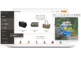 Ansicht des Magento Page Builders auf einem Laptop