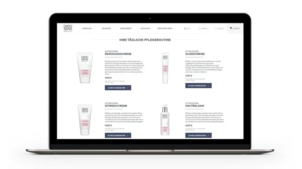Ergebnisseite mit Produktvorschlägen laut Produktkonfigurator