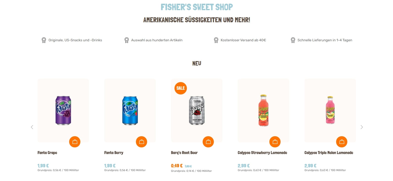 Screenshot Fishers Sweet Produktübersicht