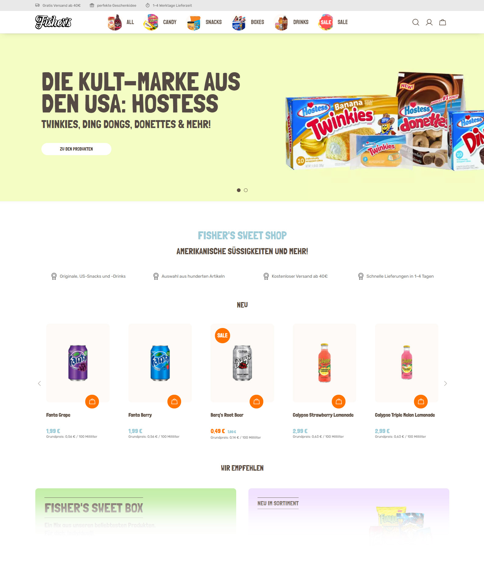 Screenshot Fishers Sweet Produktübersicht