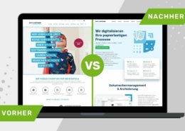 Ein Vorher Nachher Mockup der Easy Software-Website