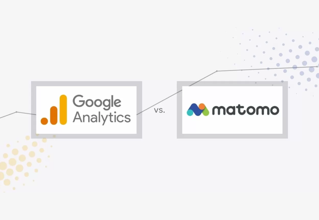 Eine Grafik, bei welcher Google Analytics gegen matomo steht