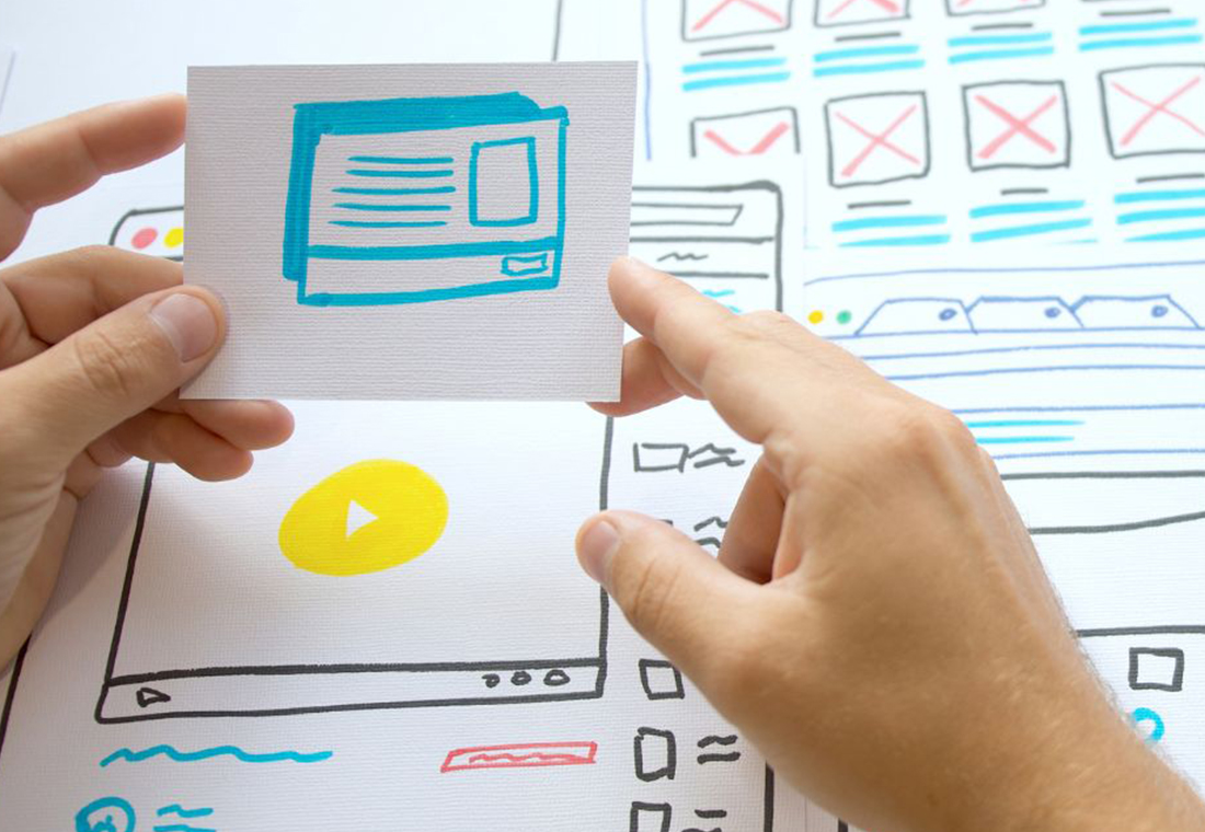 Olanung einer Webseite mit Wireframes.