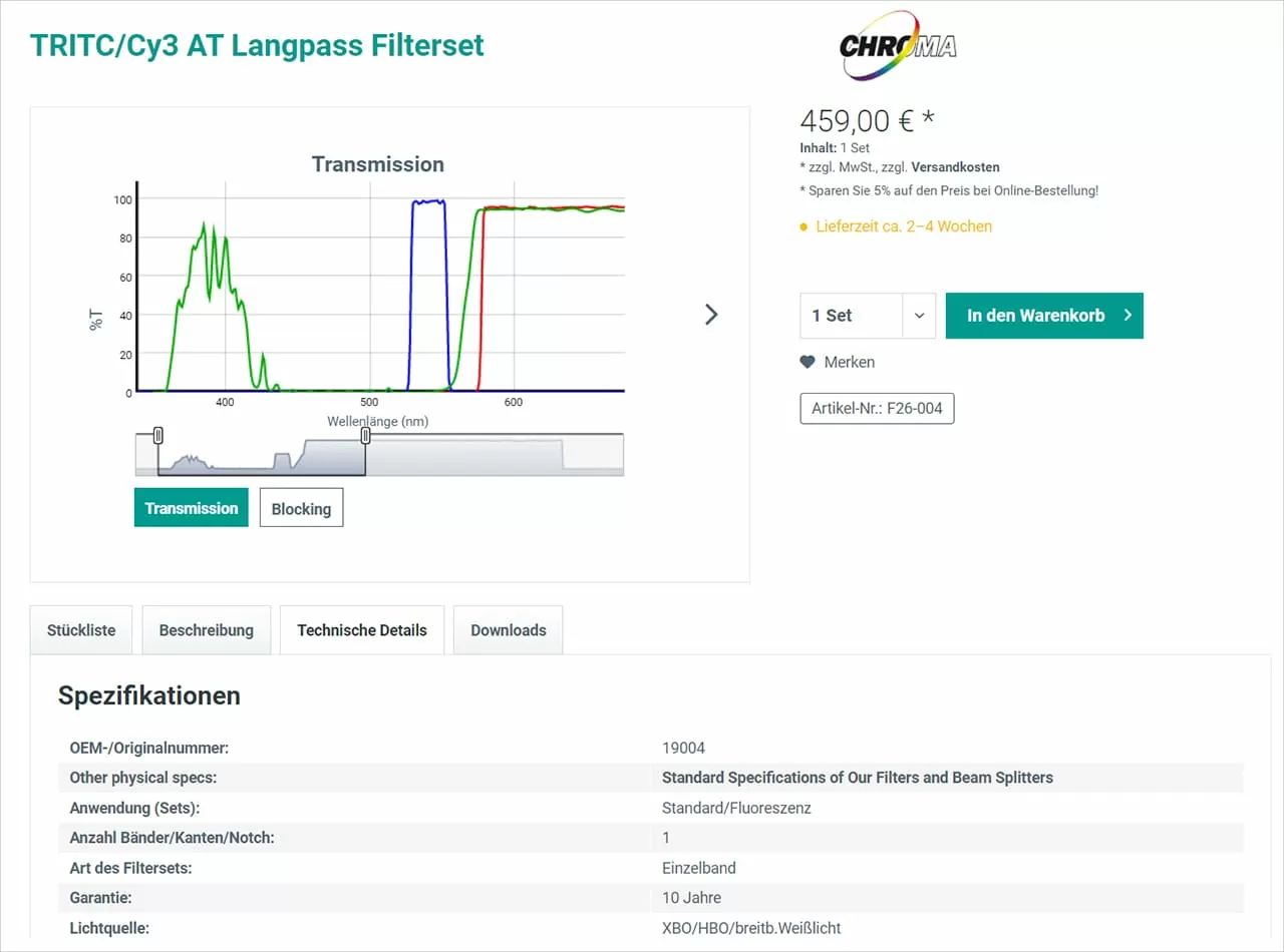 Das Bild zeigt einen Screenshot einer Produkt-Detailseite des AHF-Onlineshops