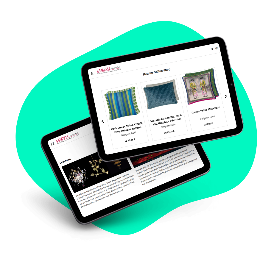 lamisse-tablets Zwei Tablets die die Lamisse Webseite Zeigen