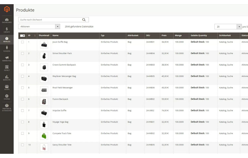 Magento 2 Demo: Produkte