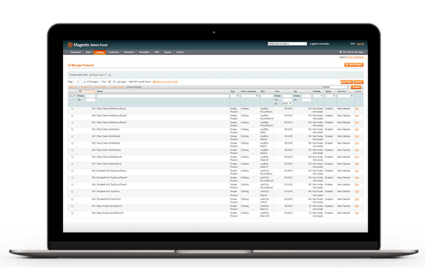 Magento Schnittstelle Screenshot