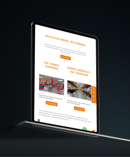 Häussler Dichtstoffe Referenz Mockup Tablet Ein Tablet steht hochkant auf einem düsteren und unebenem Stein. Auf dem Bildschirm des Tablets ist der Häussler Dichtstoffe-Shop abgebildet.