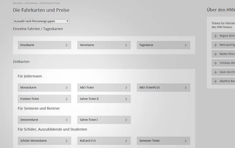 Filter für optimierte Usability 