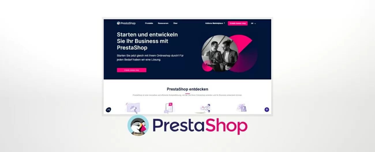 PrestaShop-Homepage und PrestaShop-Logo