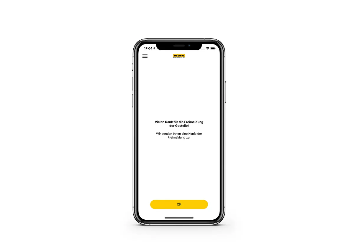 WERU App - Meldebestätigung