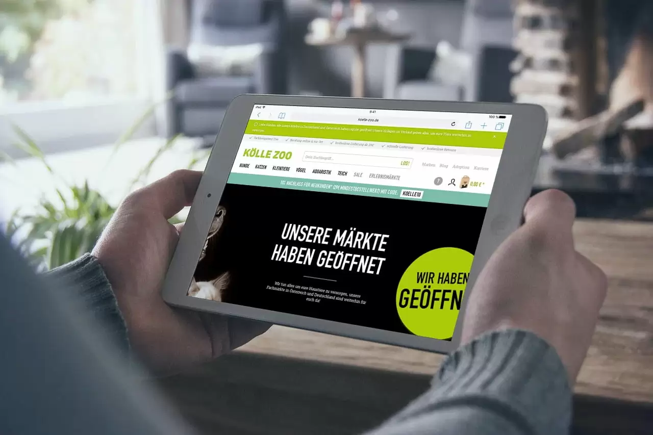 Shopware-Shop von Kölle Zoo auf Tablet