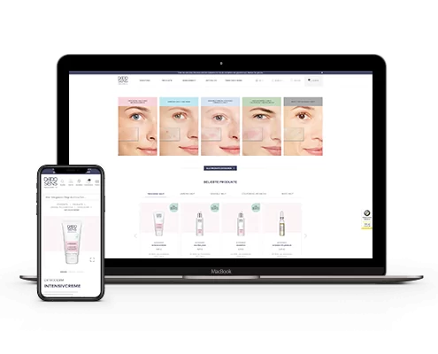 Mockup der Webseite DADO SENS auf einem Macbook und einem iPhone X