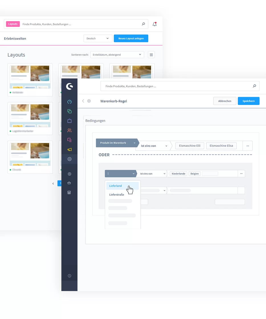 Screenshots des neuen Backends von Shopware 6