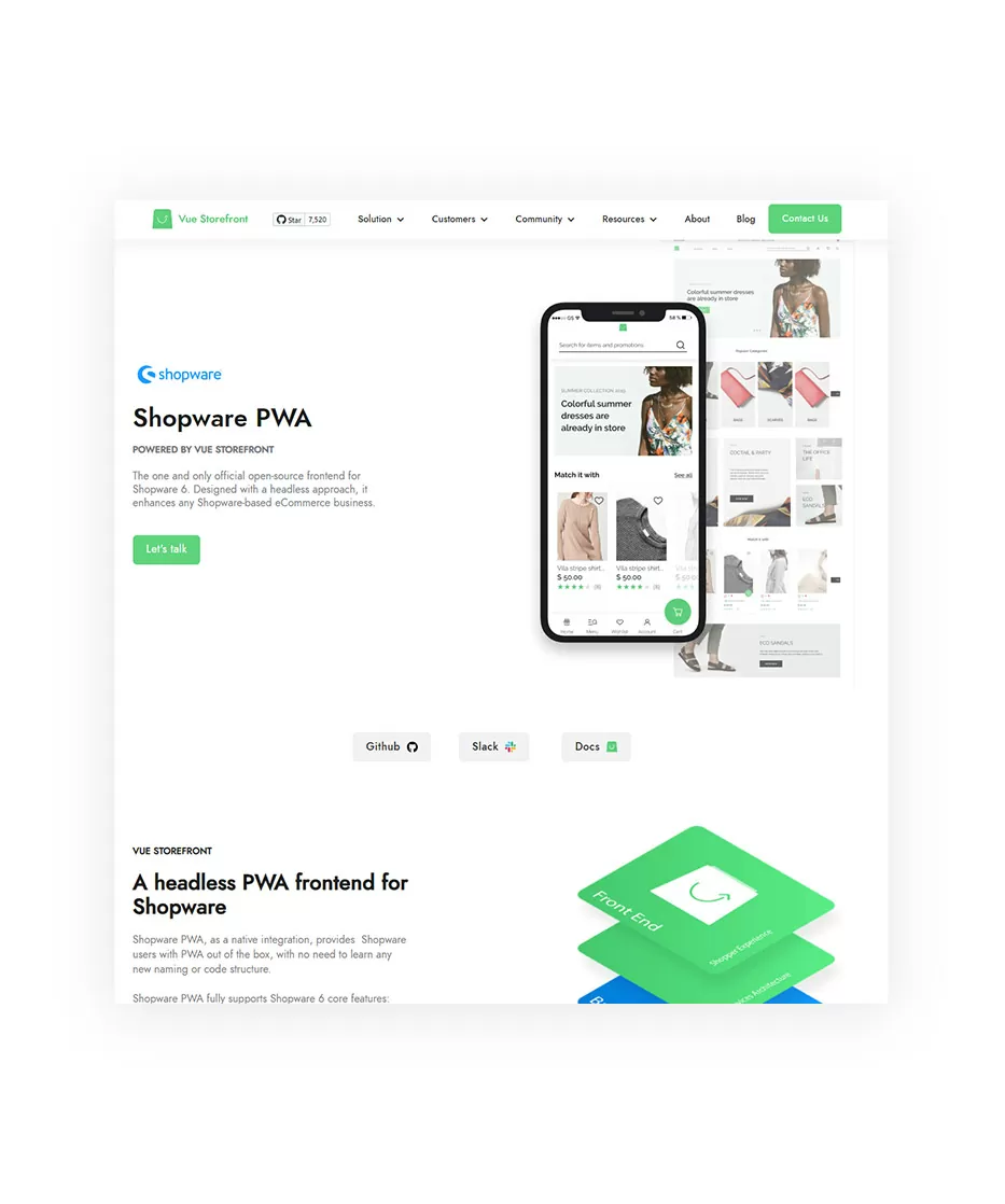 Mock-Up die Shopware Vue Storefront