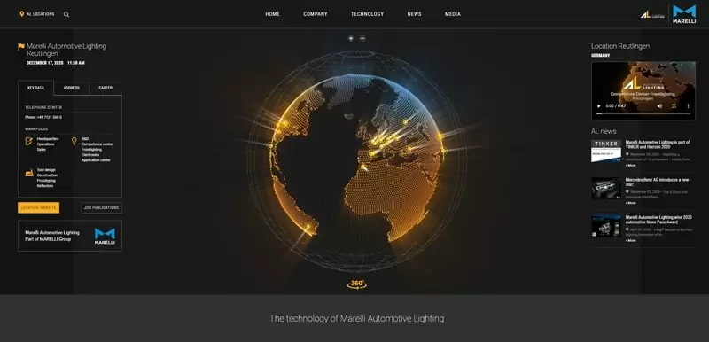 Farbwahl der Webseite von Automotive Lighting