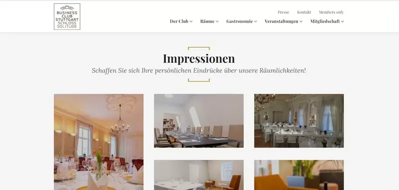 Typografie Webseite Business Club Stuttgart