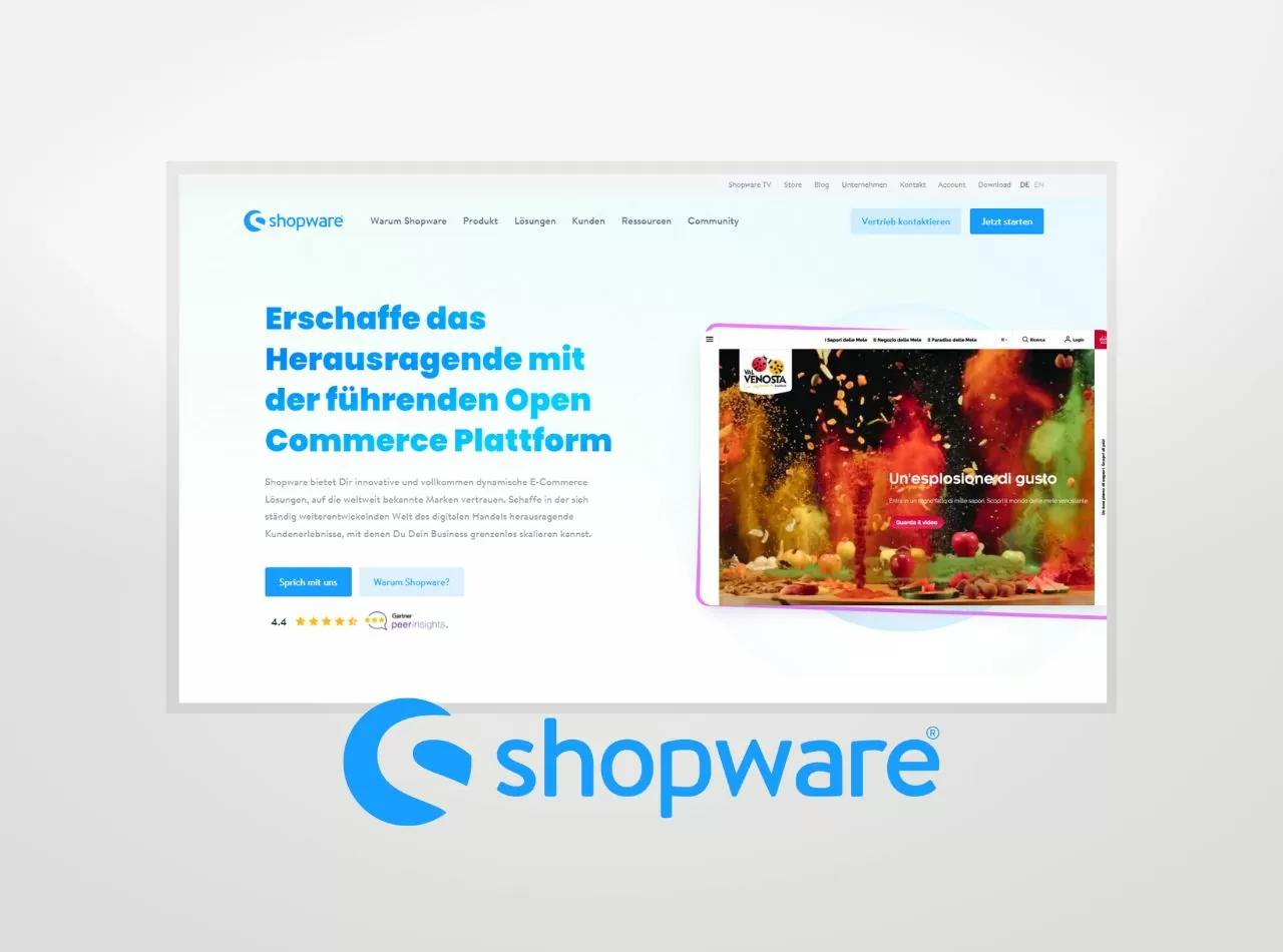 Shopware-Startseite und das Shopware-Logo
