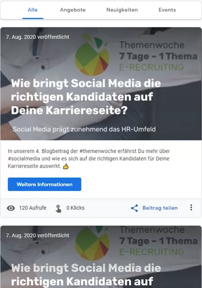 Blogbeiträge in ECONSORs Google My Business Eintrag