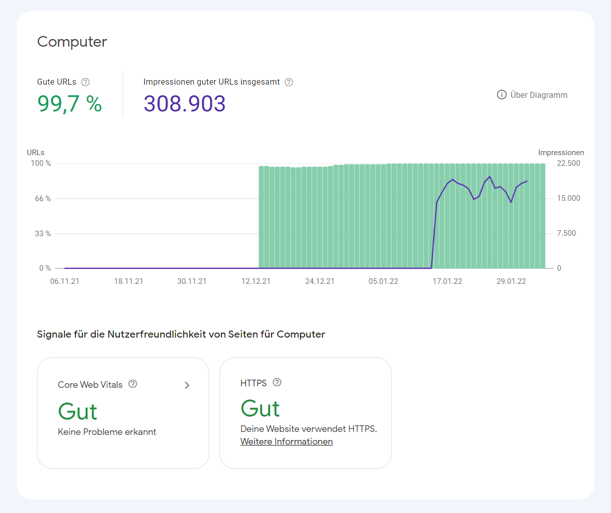 Google Search Console – Verhalten Desktop