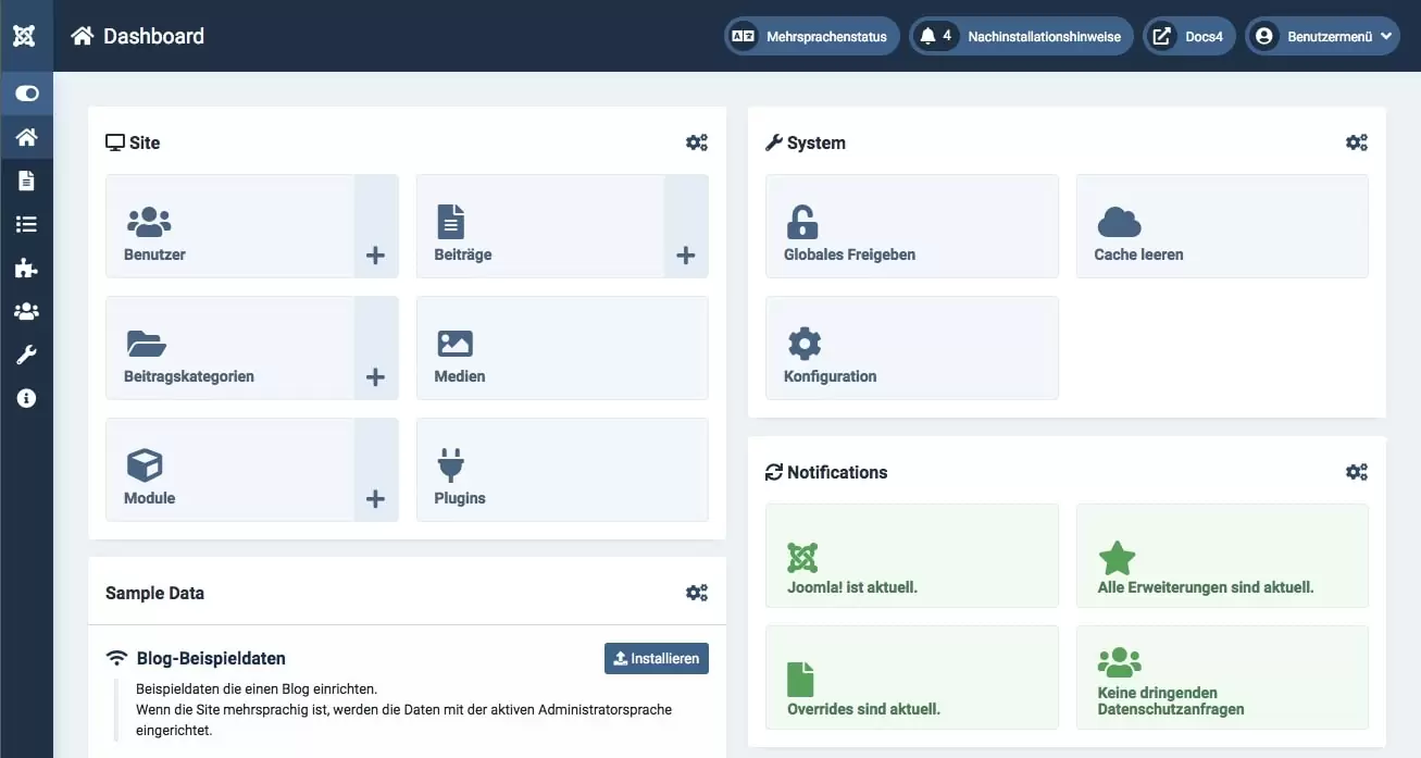 Screenshot aus dem Backend von Joomla!