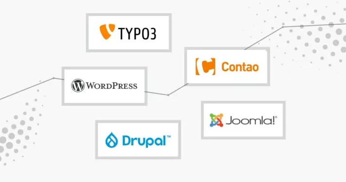 Abbildung der Logos von den CMS-Systeme aus unserem Vergleich