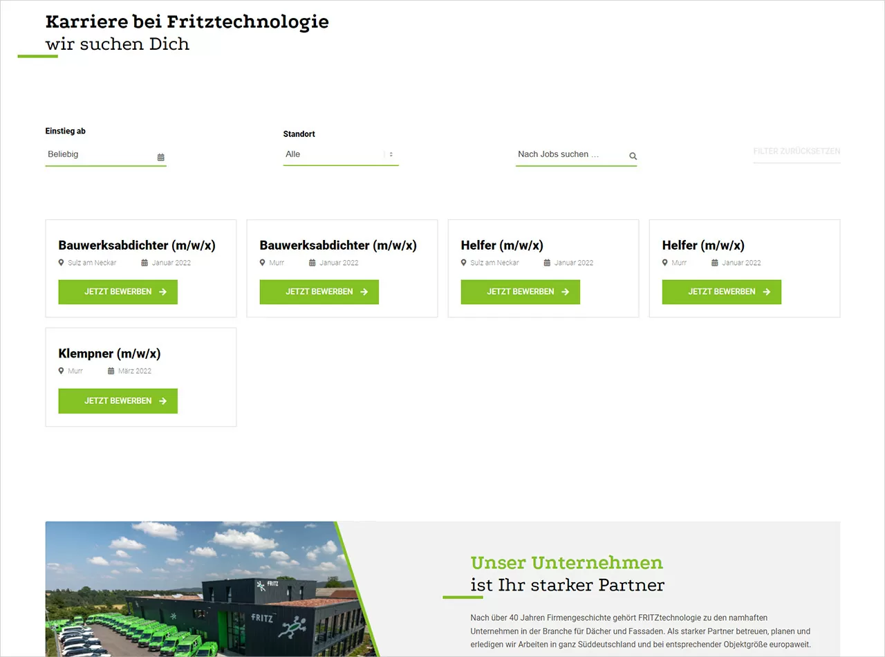 Highlight von fritztechnologie: die Karriere-Seite