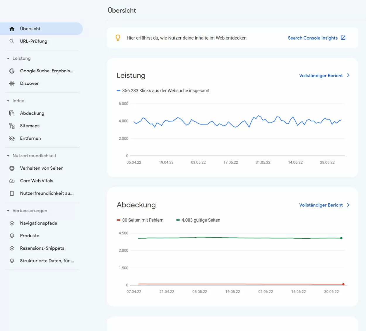 Google Search Console Dashboard