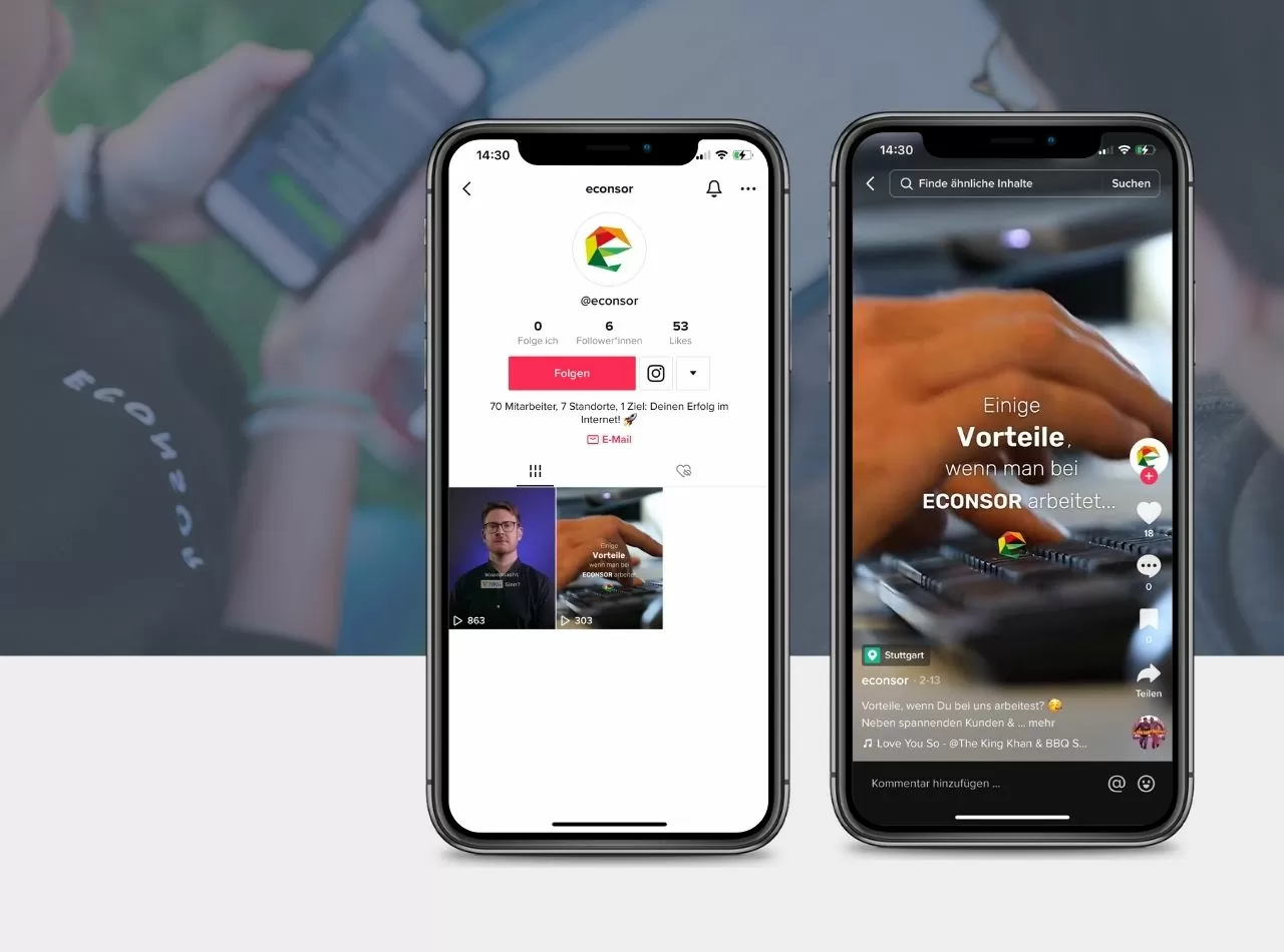 Screenshot des neuen TikTok-Auftrittes der ECONSOR GmbH