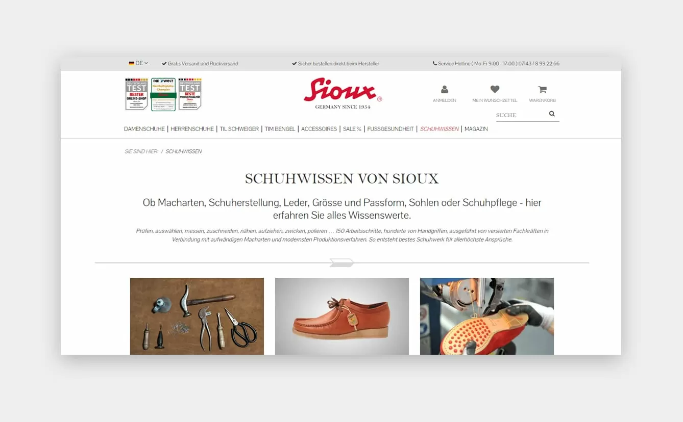 Schuhwissen von Sioux