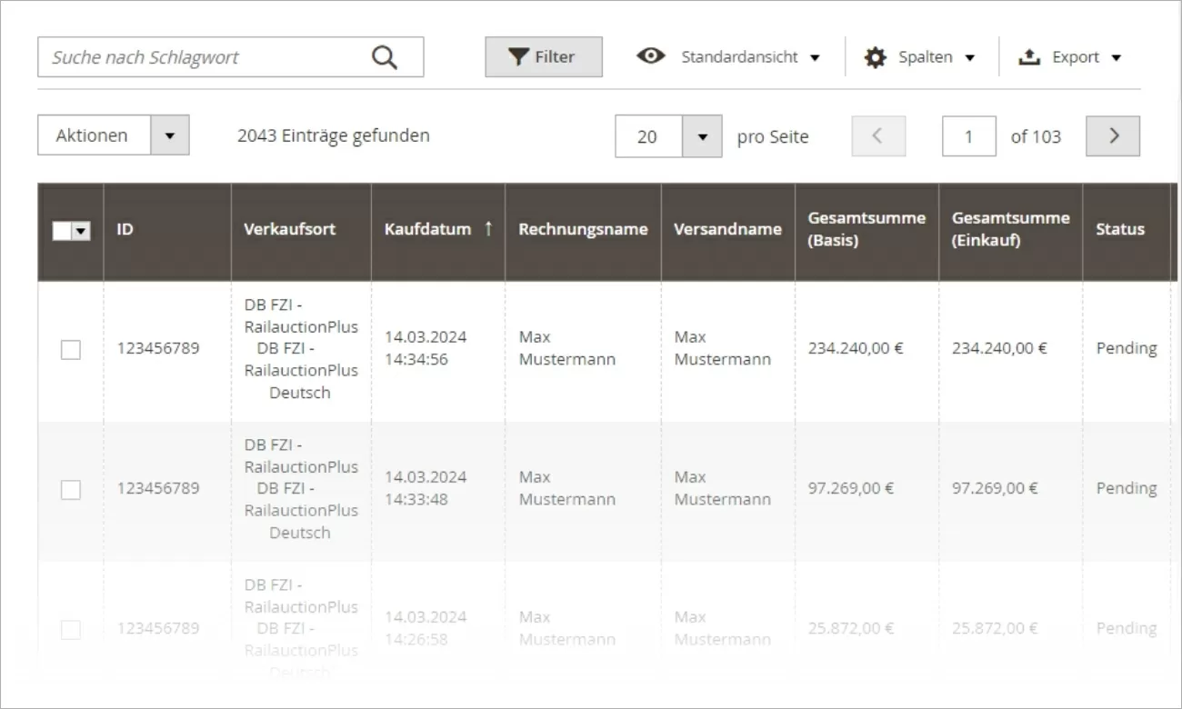 Bestellübertragung mit SAP-Anbindung bei DB Resale