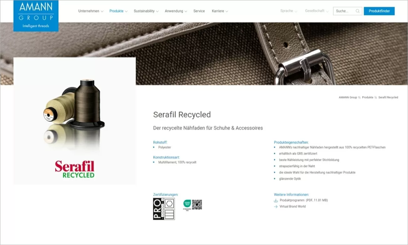 Das Produkt Polyester Multifilament 100% recycelt mit weiteren Informationen