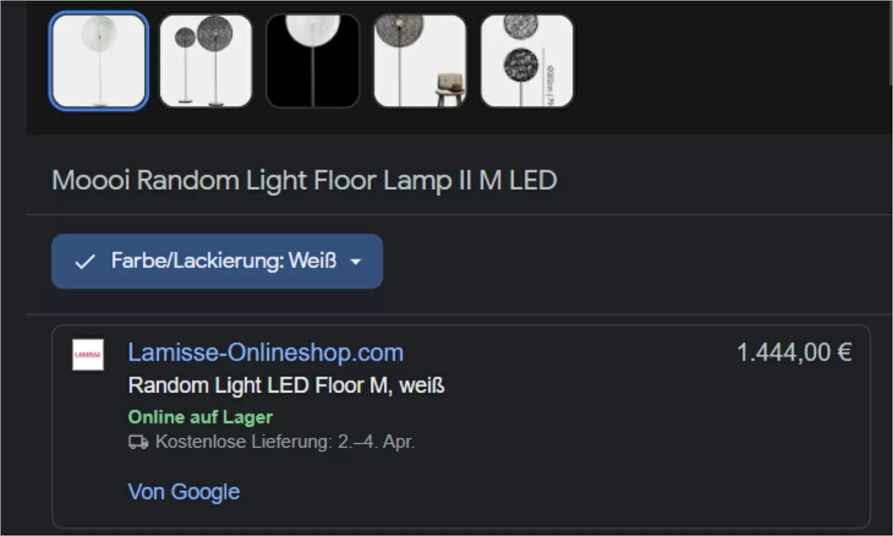 Anbindung Google Shopping​ bei dem Lamisse Onlineshop