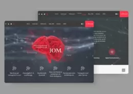 Screenshot der Startseite & der Leistungsübersicht der Jom Group