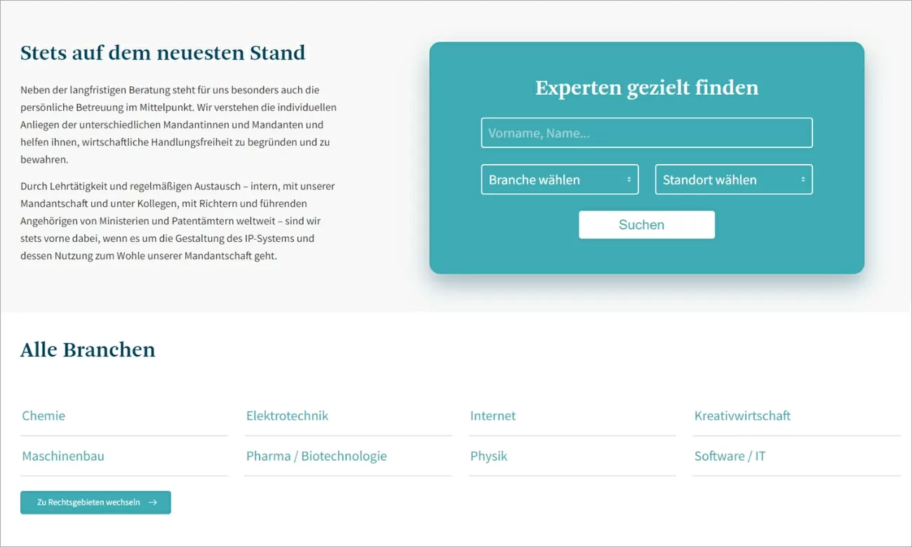 Highlight von Boehmert & Boehmert mit der Experten-Suche und allen Branchen
