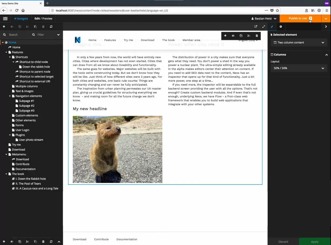 Backend CMS Neos