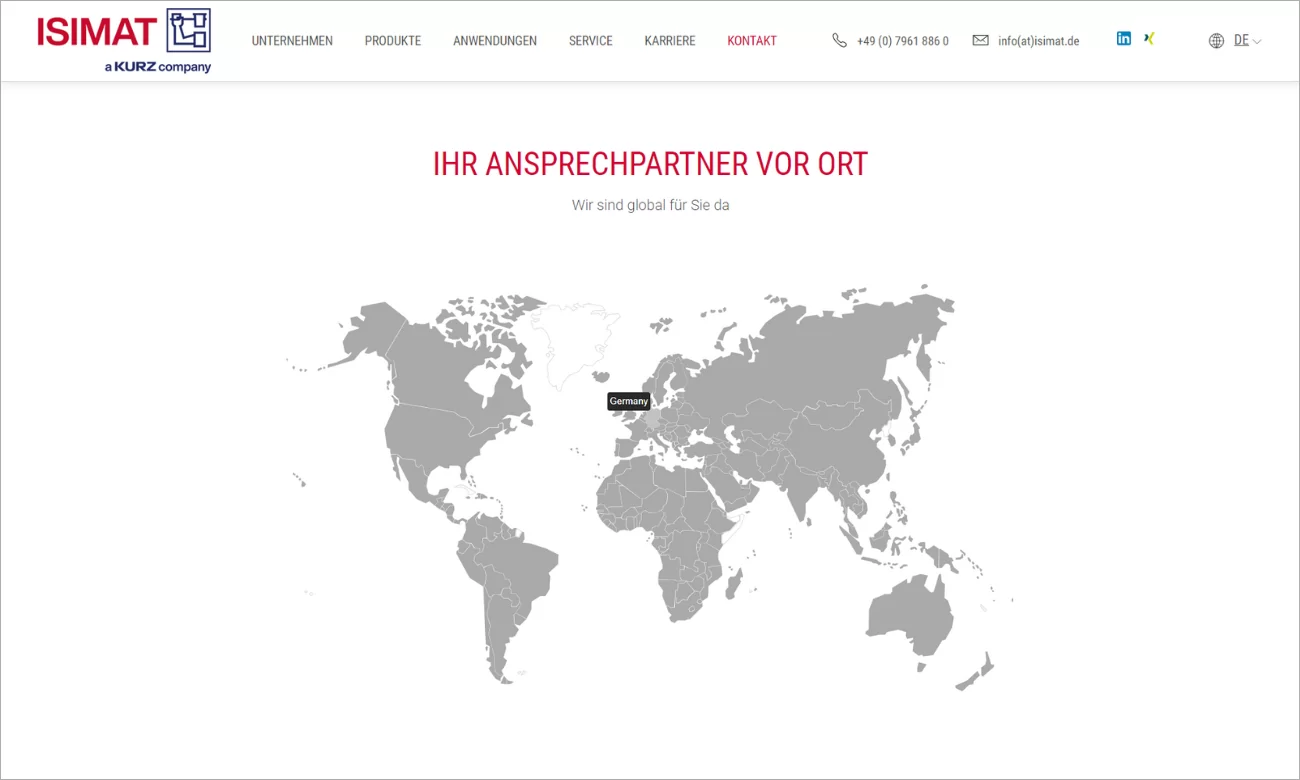 Isimat Ansprechspartner Weltkarte